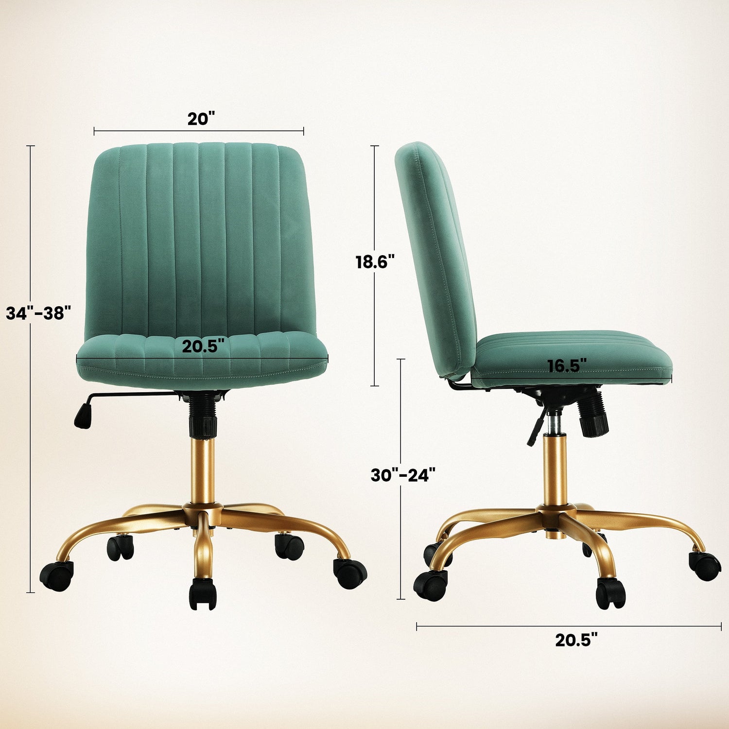 Extra Plush Velvet Channel Upholstered Office Chair, Green Sage