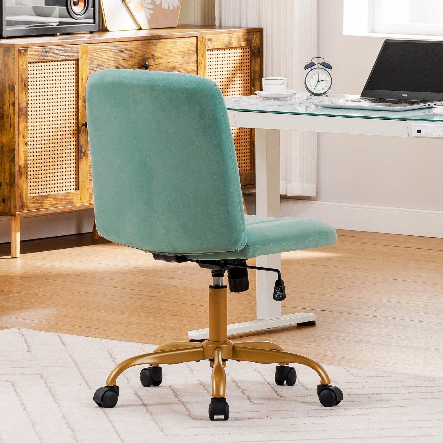 Extra Plush Velvet Channel Upholstered Office Chair, Green Sage