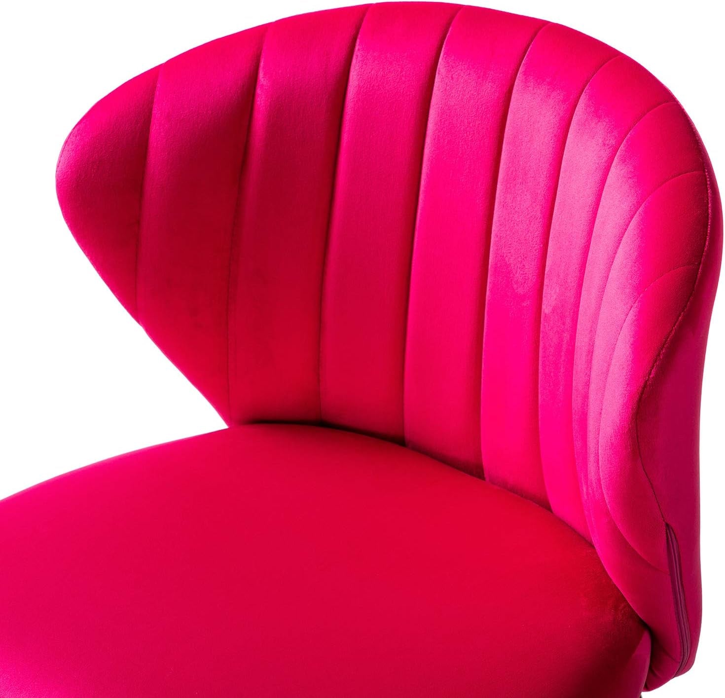 Modern Velvet Accent Chair with Golden Metal Legs, Tufted Back, Fuchsia