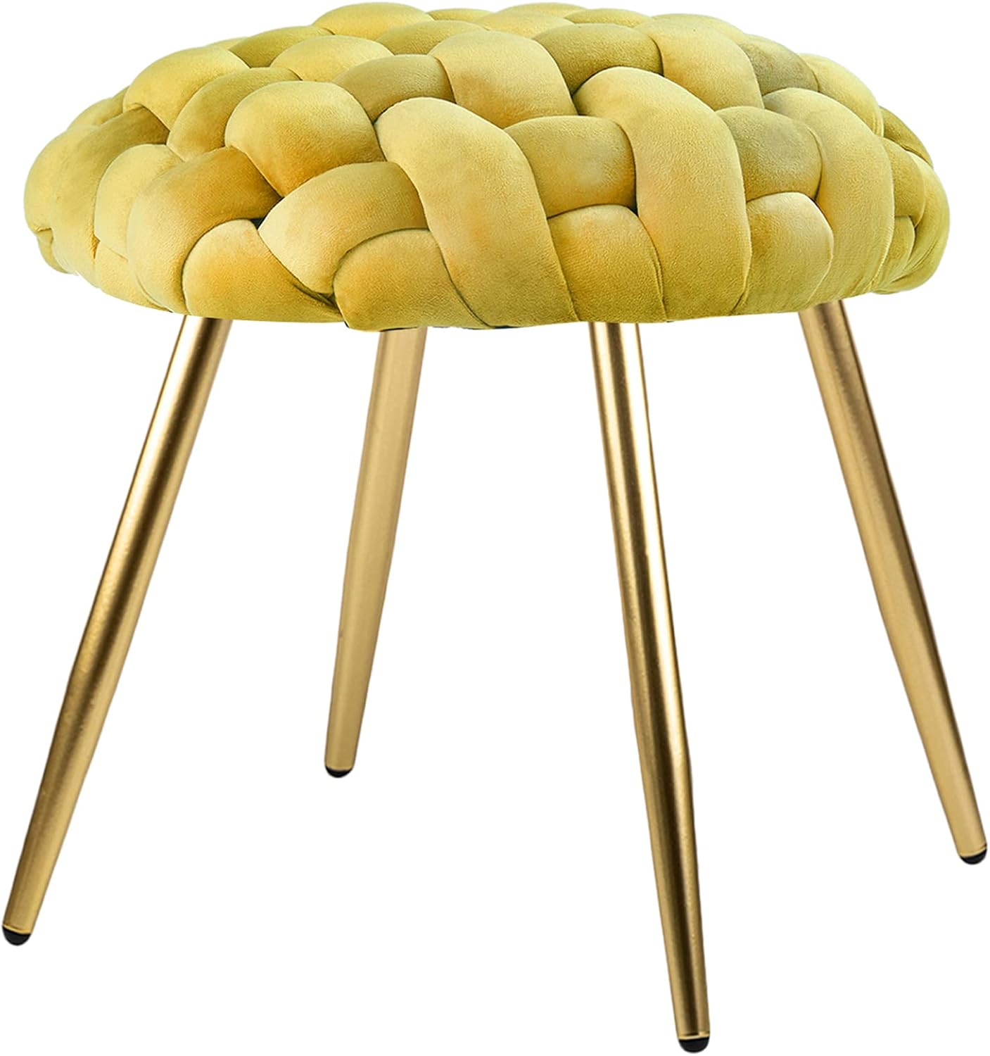 Chartreuse Velvet Accent Stool - Cross Woven