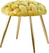 Chartreuse Velvet Accent Stool - Cross Woven