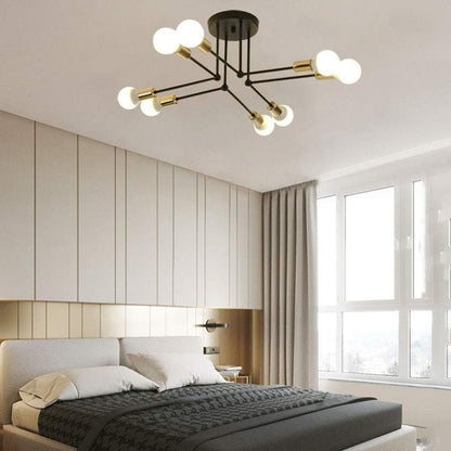 Semi Flush Mount Ceiling Light, E26 Sputnik Chandelier Lighting 8-Lights Kitchen Flush Mount Light Fixture for Dining,Room Living,Room Bedroom, Foyer