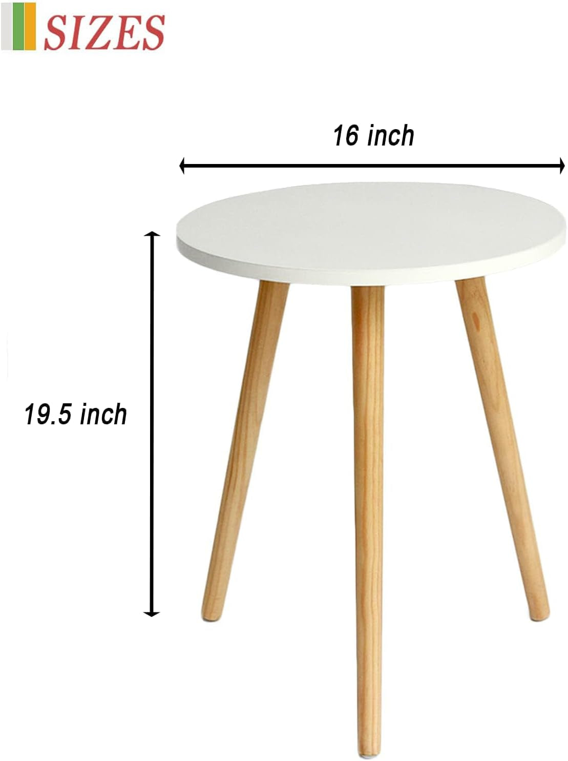 round Side/ End Table, Accent Nightstand Modern for Living Room Bedroom Office Small Spaces, 16&