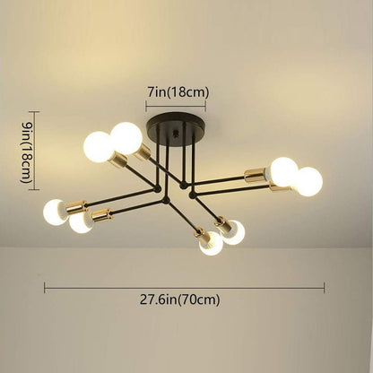 Semi Flush Mount Ceiling Light, E26 Sputnik Chandelier Lighting 8-Lights Kitchen Flush Mount Light Fixture for Dining,Room Living,Room Bedroom, Foyer