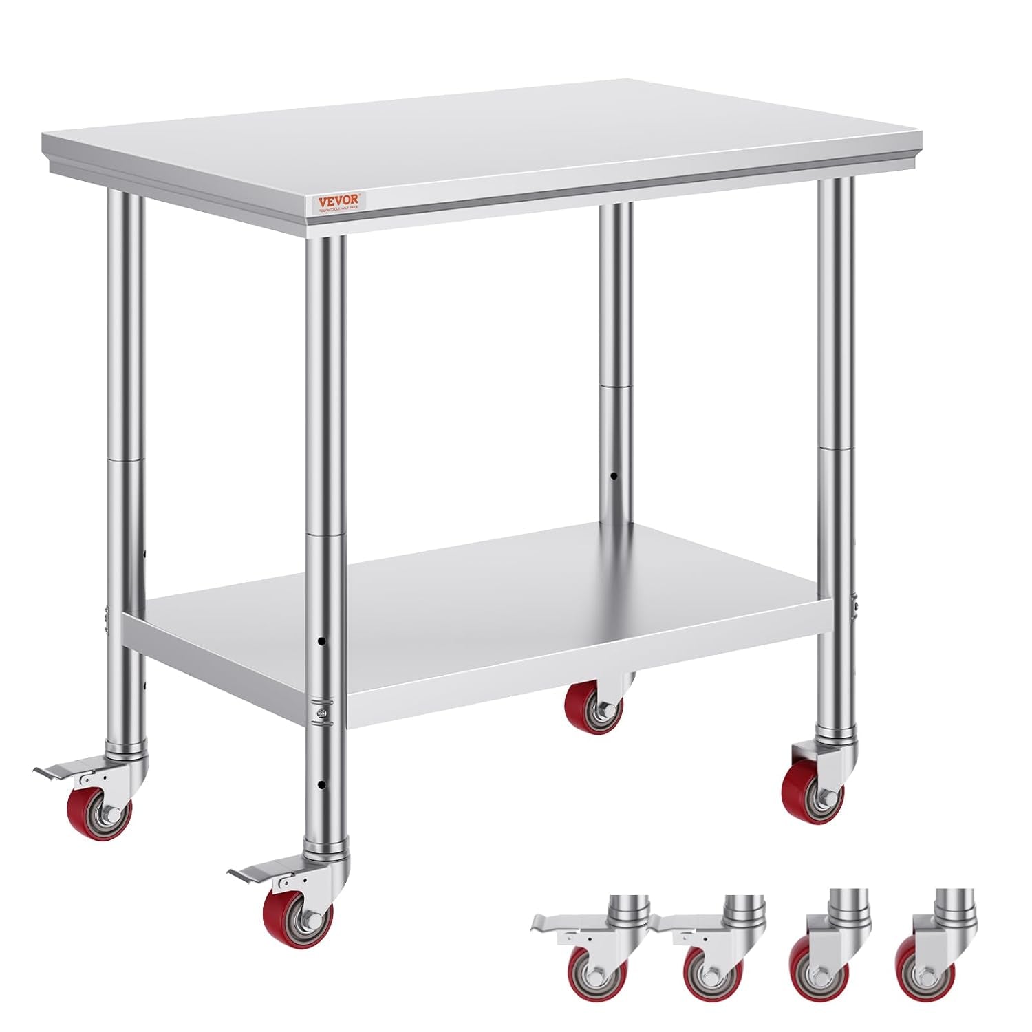 Mophorn 36x24 Inch Stainless Steel Work Table with Wheels for Commercial Kitchen