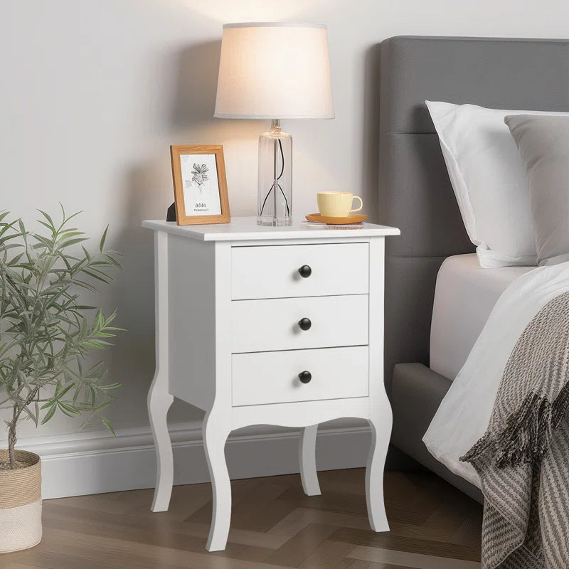 3 - Drawer Nightstand in White