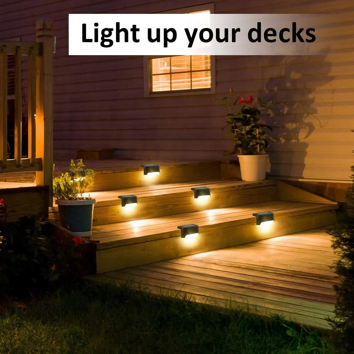 8 Pack New Solar Deck Lights Outdoor Waterproof LED Steps Lamps for Stairs Fence