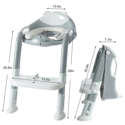 Potty Training Toilet Seat for Toddlers with Step Stool Ladder - Gray/White